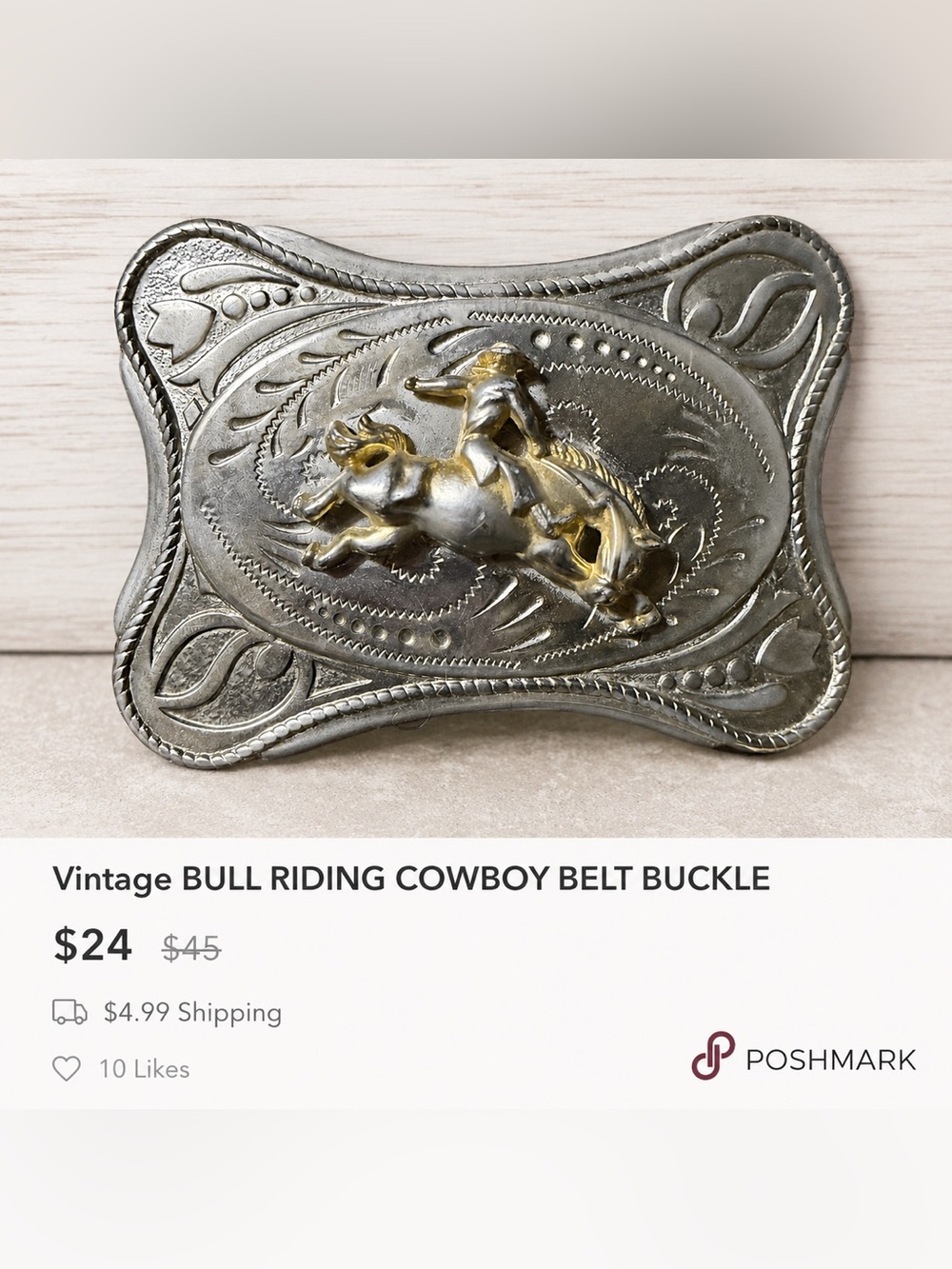 Vintage Bull Riding Cowboy Belt Buckle Western Rodeo Silver Tone Cowboy Core